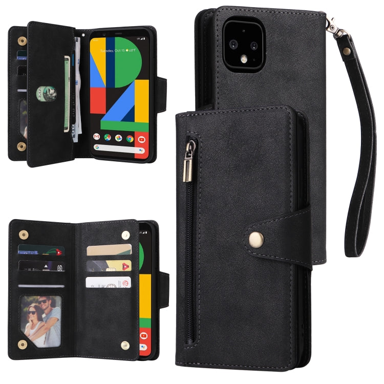 Rivet Buckle 9 Cards Three Fold Leather Phone Case, For Google Pixel 3A, For Google Pixel 3A XL, For Google Pixel 4, For Google Pixel 4A 4G, For Google Pixel 4A 5G, For Google Pixel 4 XL, For Google Pixel 6, For Google Pixel 6 Pro