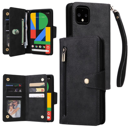 Rivet Buckle 9 Cards Three Fold Leather Phone Case, For Google Pixel 3A, For Google Pixel 3A XL, For Google Pixel 4, For Google Pixel 4A 4G, For Google Pixel 4A 5G, For Google Pixel 4 XL, For Google Pixel 6, For Google Pixel 6 Pro