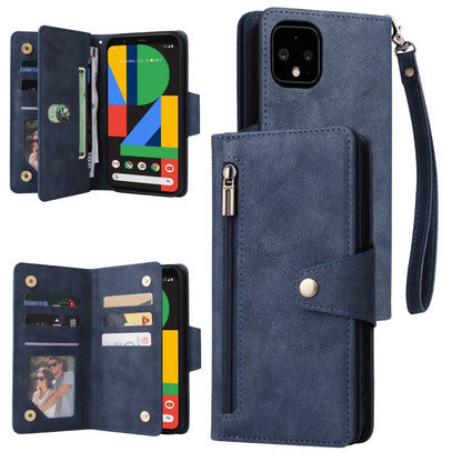 Rivet Buckle 9 Cards Three Fold Leather Phone Case, For Google Pixel 3A, For Google Pixel 3A XL, For Google Pixel 4, For Google Pixel 4A 4G, For Google Pixel 4A 5G, For Google Pixel 4 XL, For Google Pixel 6, For Google Pixel 6 Pro