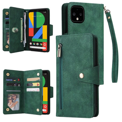 Rivet Buckle 9 Cards Three Fold Leather Phone Case, For Google Pixel 3A, For Google Pixel 3A XL, For Google Pixel 4, For Google Pixel 4A 4G, For Google Pixel 4A 5G, For Google Pixel 4 XL, For Google Pixel 6, For Google Pixel 6 Pro