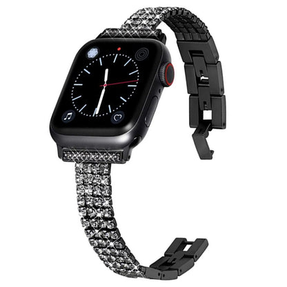 Vierrijige metalen horlogeband met diamanten voor Apple Watch-serie, 7 41 mm / 6&SE&5&4 40 mm / 3&2&1 38 mm, 7 45 mm / 6&SE&5&4 44 mm / 3&2&1 42 mm