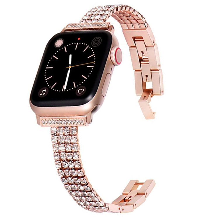 Vierrijige metalen horlogeband met diamanten voor Apple Watch-serie, 7 41 mm / 6&SE&5&4 40 mm / 3&2&1 38 mm, 7 45 mm / 6&SE&5&4 44 mm / 3&2&1 42 mm