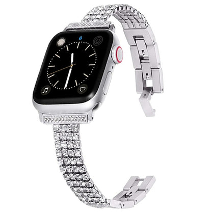 Vierrijige metalen horlogeband met diamanten voor Apple Watch-serie, 7 41 mm / 6&SE&5&4 40 mm / 3&2&1 38 mm, 7 45 mm / 6&SE&5&4 44 mm / 3&2&1 42 mm