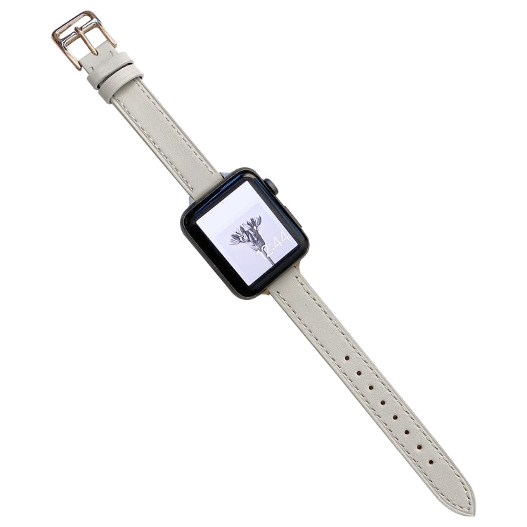 Plain Leather Watchband For Apple Watch Series, 7 41mm / 6&SE&5&4 40mm / 3&2&1 38mm, 7 45mm / 6&SE&5&4 44mm / 3&2&1 42mm