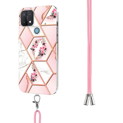 Splicing Marble Flower Pattern TPU Phone Case with Lanyard, For OPPO A15 / A15s, For OPPO A53s 5G / A55 5G / A54 4G / A16, For OPPO A74 5G / A93 5G / A54 5G / A93s 5G, For OPPO A94 5G / A95 5G, For OPPO Realme 8i, For OPPO Realme C21Y, For OPPO Reno6 5...