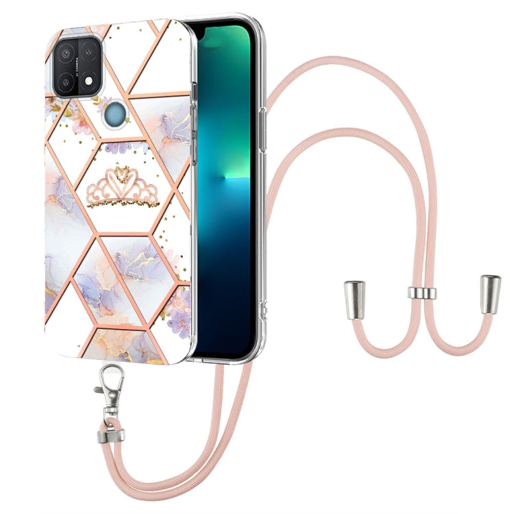 Splicing Marble Flower Pattern TPU Phone Case with Lanyard, For OPPO A15 / A15s, For OPPO A53s 5G / A55 5G / A54 4G / A16, For OPPO A74 5G / A93 5G / A54 5G / A93s 5G, For OPPO A94 5G / A95 5G, For OPPO Realme 8i, For OPPO Realme C21Y, For OPPO Reno6 5...