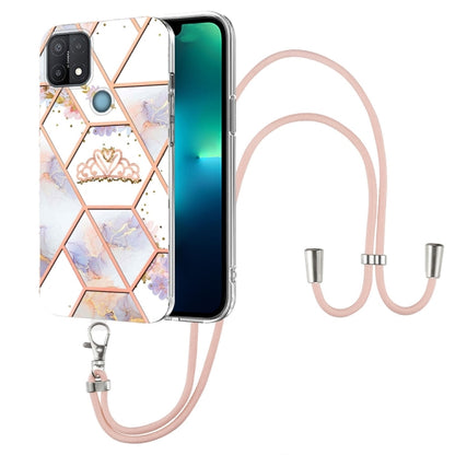 Splicing Marble Flower Pattern TPU Phone Case with Lanyard, For OPPO A15 / A15s, For OPPO A53s 5G / A55 5G / A54 4G / A16, For OPPO A74 5G / A93 5G / A54 5G / A93s 5G, For OPPO A94 5G / A95 5G, For OPPO Realme 8i, For OPPO Realme C21Y, For OPPO Reno6 5...