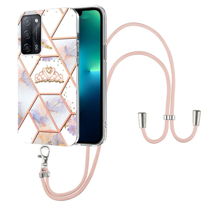Splicing Marble Flower Pattern TPU Phone Case with Lanyard, For OPPO A15 / A15s, For OPPO A53s 5G / A55 5G / A54 4G / A16, For OPPO A74 5G / A93 5G / A54 5G / A93s 5G, For OPPO A94 5G / A95 5G, For OPPO Realme 8i, For OPPO Realme C21Y, For OPPO Reno6 5...