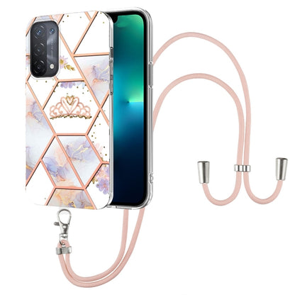 Splicing Marble Flower Pattern TPU Phone Case with Lanyard, For OPPO A15 / A15s, For OPPO A53s 5G / A55 5G / A54 4G / A16, For OPPO A74 5G / A93 5G / A54 5G / A93s 5G, For OPPO A94 5G / A95 5G, For OPPO Realme 8i, For OPPO Realme C21Y, For OPPO Reno6 5...