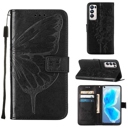 Embossed Butterfly Leather Phone Case, For OPPO A55s 5G Global, For OPPO Find X5, For OPPO Find X5 Pro, For OPPO K9X 5G, For OPPO Realme C35, For OPPO Realme GT2 Pro, For OPPO Reno5 Pro+ 5G/Find X3 Neo, For OPPO Reno7 5G Global/Find X5 Lite            ...