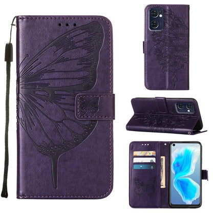 Embossed Butterfly Leather Phone Case, For OPPO A55s 5G Global, For OPPO Find X5, For OPPO Find X5 Pro, For OPPO K9X 5G, For OPPO Realme C35, For OPPO Realme GT2 Pro, For OPPO Reno5 Pro+ 5G/Find X3 Neo, For OPPO Reno7 5G Global/Find X5 Lite            ...