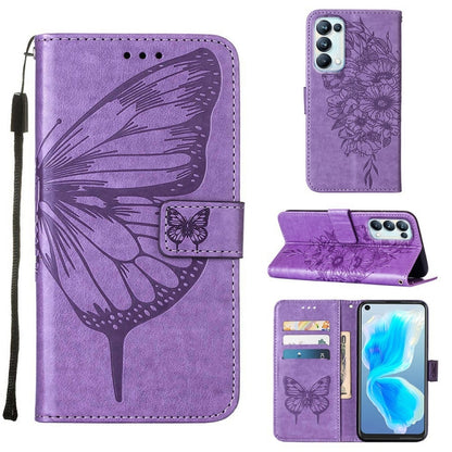 Embossed Butterfly Leather Phone Case, For OPPO A55s 5G Global, For OPPO Find X5, For OPPO Find X5 Pro, For OPPO K9X 5G, For OPPO Realme C35, For OPPO Realme GT2 Pro, For OPPO Reno5 Pro+ 5G/Find X3 Neo, For OPPO Reno7 5G Global/Find X5 Lite            ...