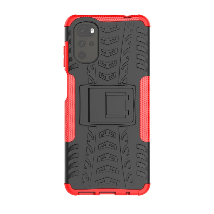 Tire Texture TPU + PC Phone Case with Holder, For Motorola Moto G22/E32