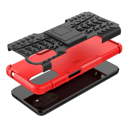Tire Texture TPU + PC Phone Case with Holder, For Motorola Moto G22/E32