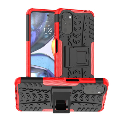 Tire Texture TPU + PC Phone Case with Holder, For Motorola Moto G22/E32