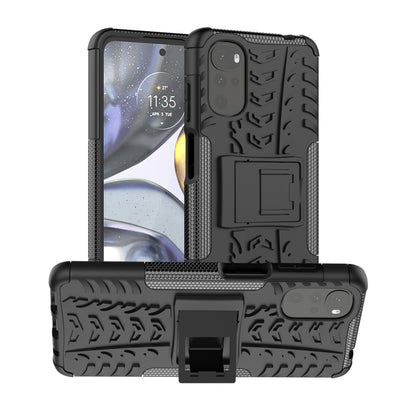 Tire Texture TPU + PC Phone Case with Holder, For Motorola Moto G22/E32
