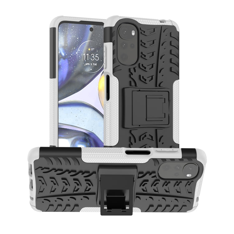 Tire Texture TPU + PC Phone Case with Holder, For Motorola Moto G22/E32