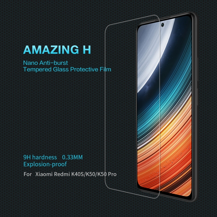 NILLKIN H 0.33mm 9H Explosion-proof Tempered Glass Film, For Xiaomi Redmi K40S / K50 / K50 Pro