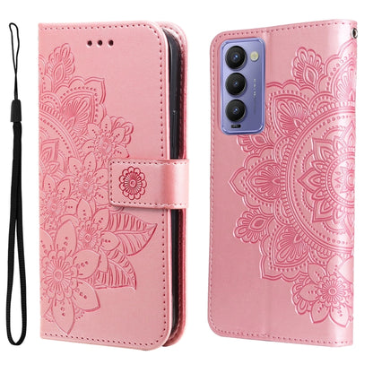 7-petal Flowers Embossed Flip Leather Phone Case, For Tecno Camon 18/18P, For Tecno Camon 18 Premier, For Infinix Hot 11S, For OPPO Realme C31 4G, For Infinix Hot 11S NFC, For OPPO Reno7 Pro 5G, For Infinix Smart 6