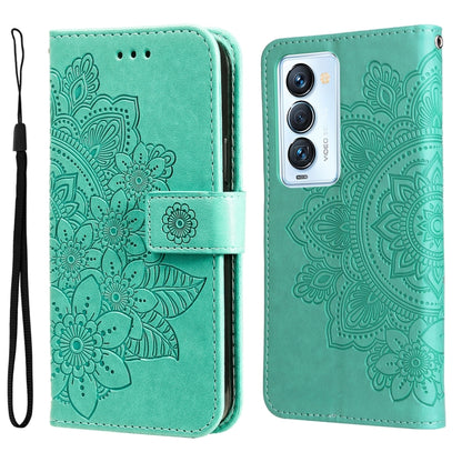 7-petal Flowers Embossed Flip Leather Phone Case, For Tecno Camon 18/18P, For Tecno Camon 18 Premier, For Infinix Hot 11S, For OPPO Realme C31 4G, For Infinix Hot 11S NFC, For OPPO Reno7 Pro 5G, For Infinix Smart 6