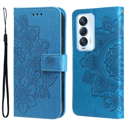 7-petal Flowers Embossed Flip Leather Phone Case, For Tecno Camon 18/18P, For Tecno Camon 18 Premier, For Infinix Hot 11S, For OPPO Realme C31 4G, For Infinix Hot 11S NFC, For OPPO Reno7 Pro 5G, For Infinix Smart 6