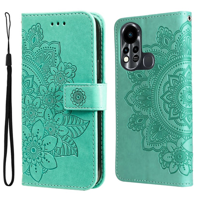 7-petal Flowers Embossed Flip Leather Phone Case, For Tecno Camon 18/18P, For Tecno Camon 18 Premier, For Infinix Hot 11S, For OPPO Realme C31 4G, For Infinix Hot 11S NFC, For OPPO Reno7 Pro 5G, For Infinix Smart 6