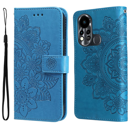 7-petal Flowers Embossed Flip Leather Phone Case, For Tecno Camon 18/18P, For Tecno Camon 18 Premier, For Infinix Hot 11S, For OPPO Realme C31 4G, For Infinix Hot 11S NFC, For OPPO Reno7 Pro 5G, For Infinix Smart 6