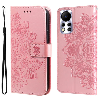 7-petal Flowers Embossed Flip Leather Phone Case, For Tecno Camon 18/18P, For Tecno Camon 18 Premier, For Infinix Hot 11S, For OPPO Realme C31 4G, For Infinix Hot 11S NFC, For OPPO Reno7 Pro 5G, For Infinix Smart 6