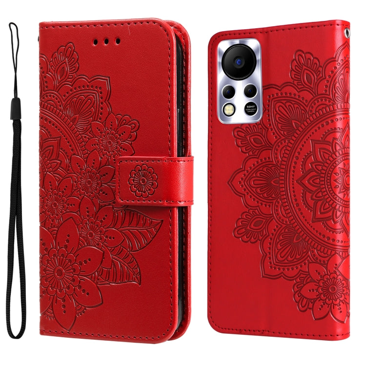 7-petal Flowers Embossed Flip Leather Phone Case, For Tecno Camon 18/18P, For Tecno Camon 18 Premier, For Infinix Hot 11S, For OPPO Realme C31 4G, For Infinix Hot 11S NFC, For OPPO Reno7 Pro 5G, For Infinix Smart 6
