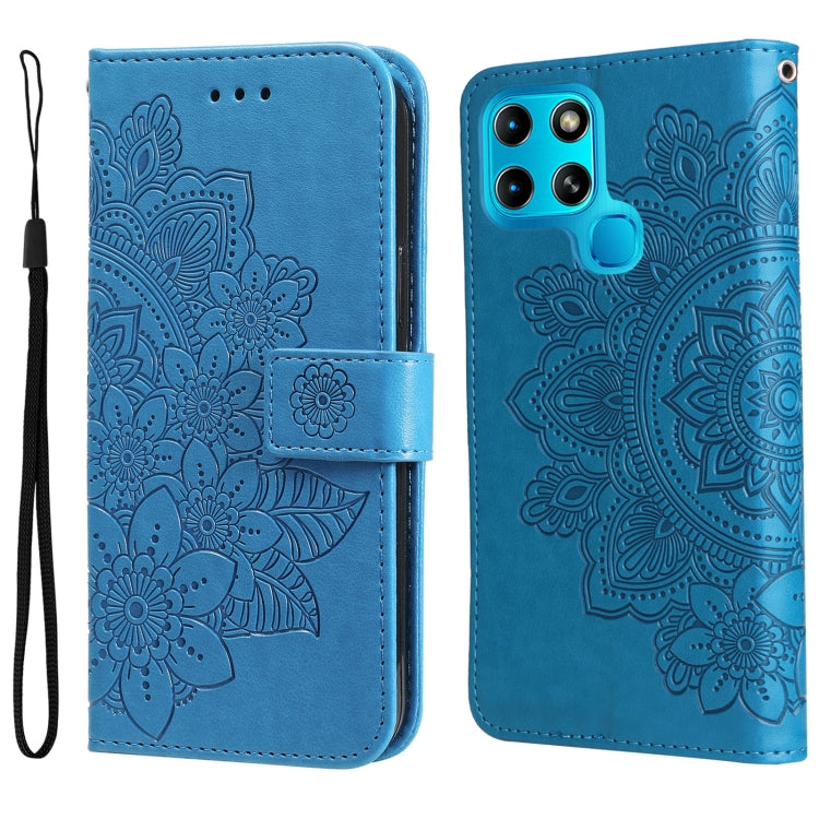 7-petal Flowers Embossed Flip Leather Phone Case, For Tecno Camon 18/18P, For Tecno Camon 18 Premier, For Infinix Hot 11S, For OPPO Realme C31 4G, For Infinix Hot 11S NFC, For OPPO Reno7 Pro 5G, For Infinix Smart 6