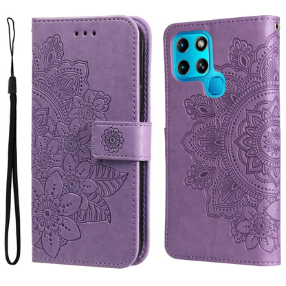 7-petal Flowers Embossed Flip Leather Phone Case, For Tecno Camon 18/18P, For Tecno Camon 18 Premier, For Infinix Hot 11S, For OPPO Realme C31 4G, For Infinix Hot 11S NFC, For OPPO Reno7 Pro 5G, For Infinix Smart 6