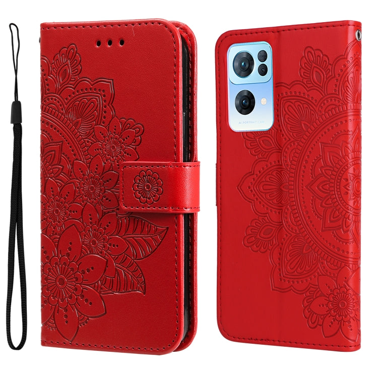 7-petal Flowers Embossed Flip Leather Phone Case, For Tecno Camon 18/18P, For Tecno Camon 18 Premier, For Infinix Hot 11S, For OPPO Realme C31 4G, For Infinix Hot 11S NFC, For OPPO Reno7 Pro 5G, For Infinix Smart 6