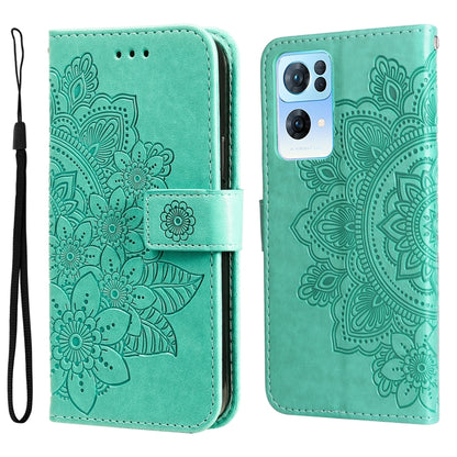 7-petal Flowers Embossed Flip Leather Phone Case, For Tecno Camon 18/18P, For Tecno Camon 18 Premier, For Infinix Hot 11S, For OPPO Realme C31 4G, For Infinix Hot 11S NFC, For OPPO Reno7 Pro 5G, For Infinix Smart 6