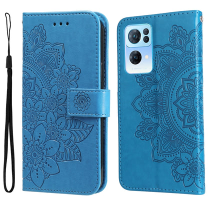 7-petal Flowers Embossed Flip Leather Phone Case, For Tecno Camon 18/18P, For Tecno Camon 18 Premier, For Infinix Hot 11S, For OPPO Realme C31 4G, For Infinix Hot 11S NFC, For OPPO Reno7 Pro 5G, For Infinix Smart 6