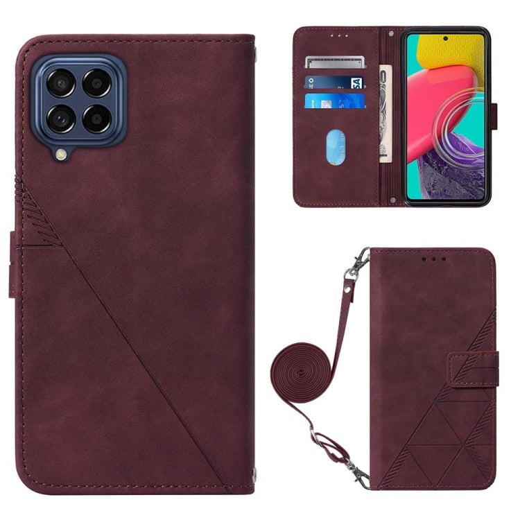 Crossbody 3D Embossed Flip Leather Phone Case, For Samsung Galaxy M53 5G