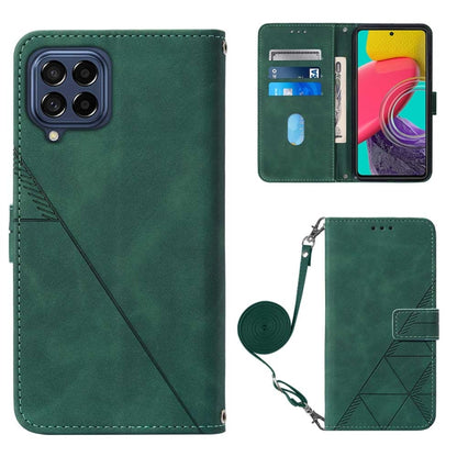 Crossbody 3D Embossed Flip Leather Phone Case, For Samsung Galaxy M53 5G