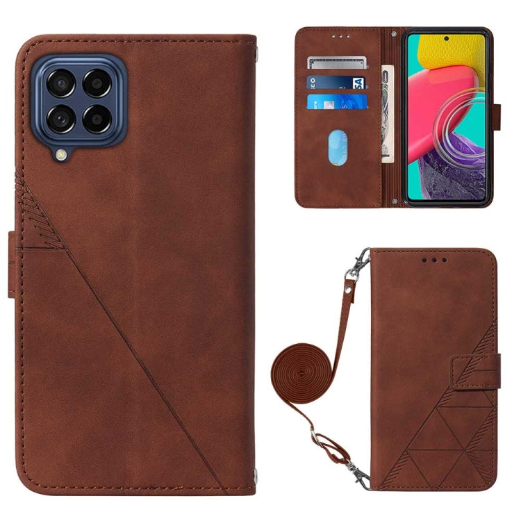 Crossbody 3D Embossed Flip Leather Phone Case, For Samsung Galaxy M53 5G