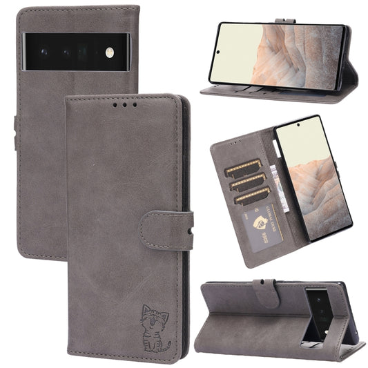 Embossed Happy Cat Pattern Leather Phone Case, For Google Pixel 6a, For Google Pixel 7 5G, For Google Pixel 7 Pro 5G, For Xiaomi Redmi 10A, For Xiaomi Redmi Note 11 4G Global/11S, For Xiaomi Redmi Note 11 Pro Global, For Samsung Galaxy A23 4G