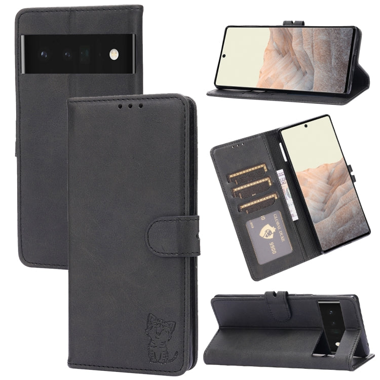 Embossed Happy Cat Pattern Leather Phone Case, For Google Pixel 6a, For Google Pixel 7 5G, For Google Pixel 7 Pro 5G, For Xiaomi Redmi 10A, For Xiaomi Redmi Note 11 4G Global/11S, For Xiaomi Redmi Note 11 Pro Global, For Samsung Galaxy A23 4G          ...