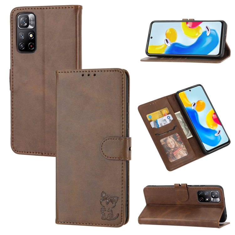 Embossed Happy Cat Pattern Leather Phone Case, For Google Pixel 6a, For Google Pixel 7 5G, For Google Pixel 7 Pro 5G, For Xiaomi Redmi 10A, For Xiaomi Redmi Note 11 4G Global/11S, For Xiaomi Redmi Note 11 Pro Global, For Samsung Galaxy A23 4G          ...