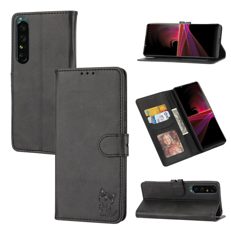 Embossed Happy Cat Pattern Leather Phone Case, For Google Pixel 6a, For Google Pixel 7 5G, For Google Pixel 7 Pro 5G, For Xiaomi Redmi 10A, For Xiaomi Redmi Note 11 4G Global/11S, For Xiaomi Redmi Note 11 Pro Global, For Samsung Galaxy A23 4G          ...