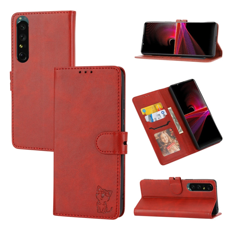 Embossed Happy Cat Pattern Leather Phone Case, For Google Pixel 6a, For Google Pixel 7 5G, For Google Pixel 7 Pro 5G, For Xiaomi Redmi 10A, For Xiaomi Redmi Note 11 4G Global/11S, For Xiaomi Redmi Note 11 Pro Global, For Samsung Galaxy A23 4G          ...