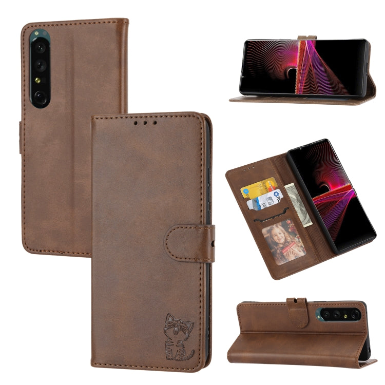 Embossed Happy Cat Pattern Leather Phone Case, For Google Pixel 6a, For Google Pixel 7 5G, For Google Pixel 7 Pro 5G, For Xiaomi Redmi 10A, For Xiaomi Redmi Note 11 4G Global/11S, For Xiaomi Redmi Note 11 Pro Global, For Samsung Galaxy A23 4G          ...