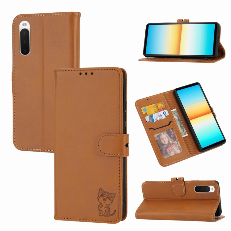 Embossed Happy Cat Pattern Leather Phone Case, For Google Pixel 6a, For Google Pixel 7 5G, For Google Pixel 7 Pro 5G, For Xiaomi Redmi 10A, For Xiaomi Redmi Note 11 4G Global/11S, For Xiaomi Redmi Note 11 Pro Global, For Samsung Galaxy A23 4G          ...