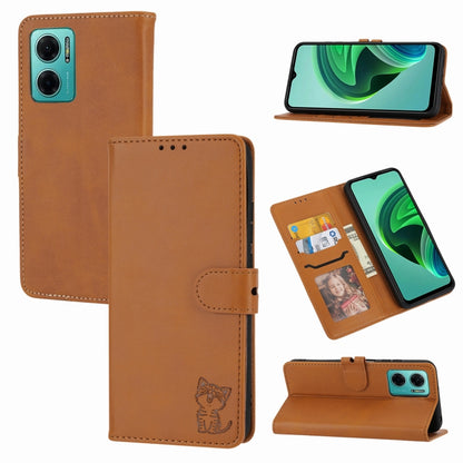 Embossed Happy Cat Pattern Leather Phone Case, For Google Pixel 6a, For Google Pixel 7 5G, For Google Pixel 7 Pro 5G, For Xiaomi Redmi 10A, For Xiaomi Redmi Note 11 4G Global/11S, For Xiaomi Redmi Note 11 Pro Global, For Samsung Galaxy A23 4G          ...