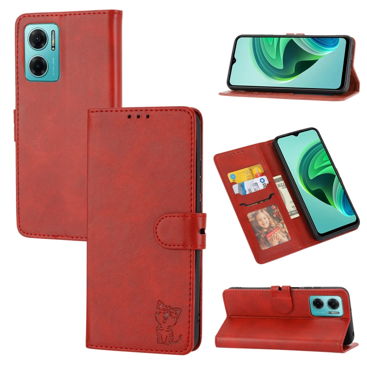 Embossed Happy Cat Pattern Leather Phone Case, For Google Pixel 6a, For Google Pixel 7 5G, For Google Pixel 7 Pro 5G, For Xiaomi Redmi 10A, For Xiaomi Redmi Note 11 4G Global/11S, For Xiaomi Redmi Note 11 Pro Global, For Samsung Galaxy A23 4G          ...