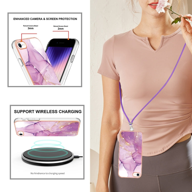 Electroplating Marble Pattern TPU Phone Case with Lanyard, For iPhone SE 2022 / SE 2020 / 8 / 7, For Motorola Moto G Stylus 2022, For Nokia G20 / G10, For Nokia G21 / G11, For Xiaomi 11T / 11T Pro, For Xiaomi Redmi 10, For Samsung Galaxy A23 5G / 4G   ...