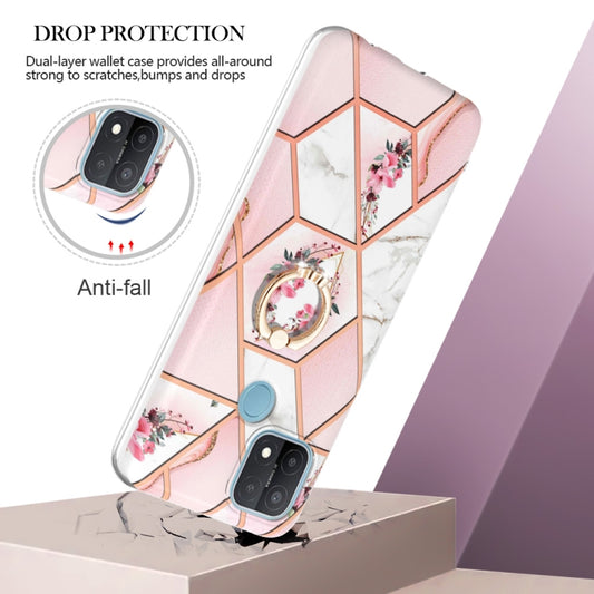 Splicing Marble Flower Pattern TPU Ring Holder Case, For OPPO A15 / A15s, For OPPO A53s 5G / A55 5G / A54 4G, For OPPO A74 5G / A93 5G / A54 5G, For OPPO A94 5G / A95 5G, For OPPO Realme 8i, For OPPO Realme 9 Pro+ 5G, For OPPO Realme 9 Pro 5G          ...