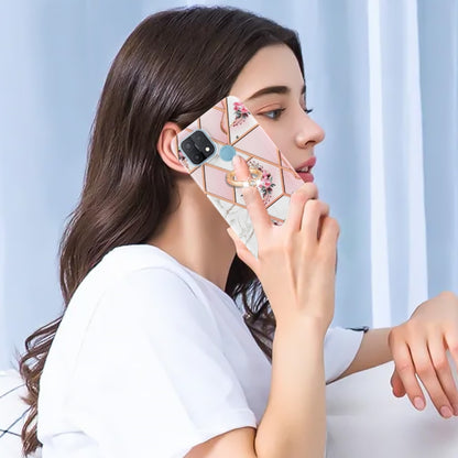 Splicing Marble Flower Pattern TPU Ring Holder Case, For OPPO A15 / A15s, For OPPO A53s 5G / A55 5G / A54 4G, For OPPO A74 5G / A93 5G / A54 5G, For OPPO A94 5G / A95 5G, For OPPO Realme 8i, For OPPO Realme 9 Pro+ 5G, For OPPO Realme 9 Pro 5G          ...
