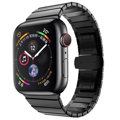 One-bead Steel Butterfly Buckle Watch Band For Apple Watch Series, For Apple Watch Ultra 49mm / Series 8&7 45mm, For Apple Watch Series 8&7 41mm, 7 41mm / 6&SE&5&4 40mm / 3&2&1 38mm, 7 45mm / 6&SE&5&4 44mm / 3&2&1 42mm